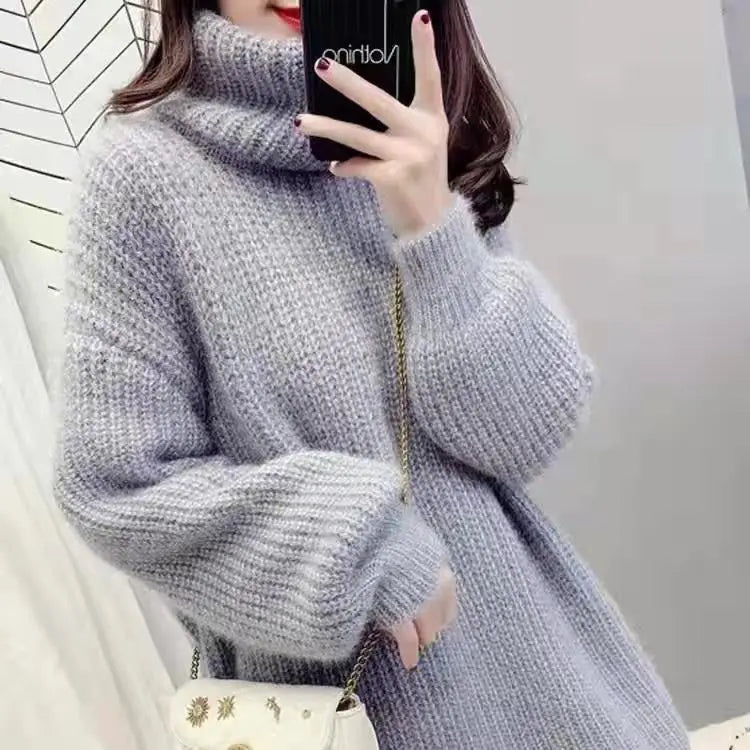 Vestido Suéter Mujer Cuello Alto - Jersey Largo Otoño Invierno