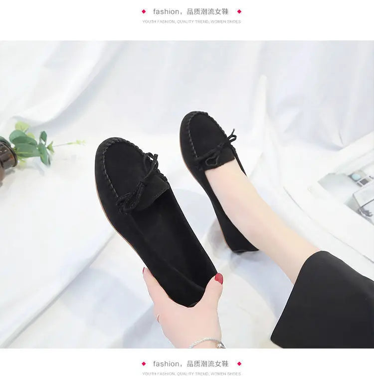 Zapatos Slip-On Mujer Ballet Flats Suede - Loafers Casual Planos Otoño Mom Shoes