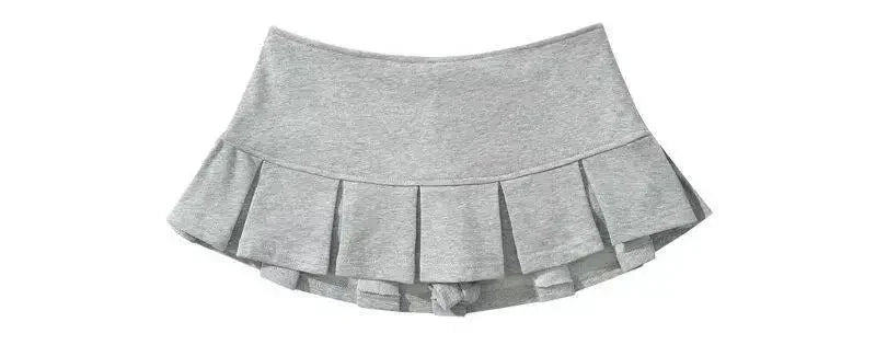 Falda Y2K Mini Mujer Plisada - Falda Cintura Baja Gris Vintage Sexy