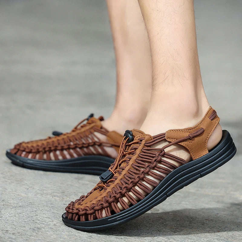 Sandalias Hombre Verano Tejidas - Outdoor Transpirables Slip-On Tallas Grandes