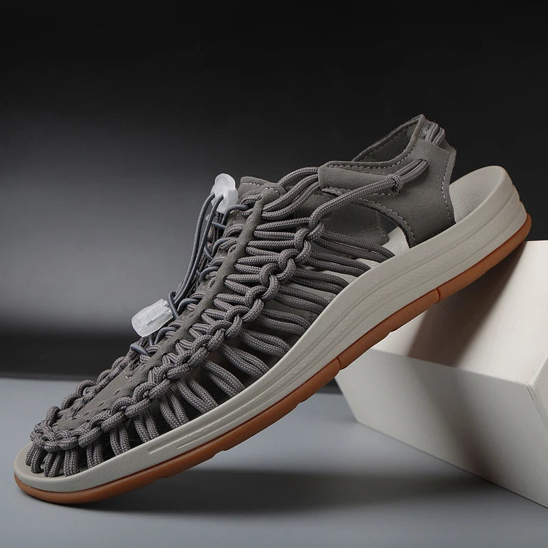 Sandalias Hombre Verano Tejidas - Outdoor Transpirables Slip-On Tallas Grandes