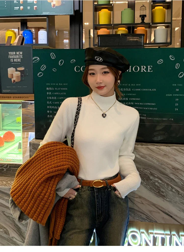 Suéter Mujer Térmico Forro Terciopelo - Jersey Cuello Alto Invierno