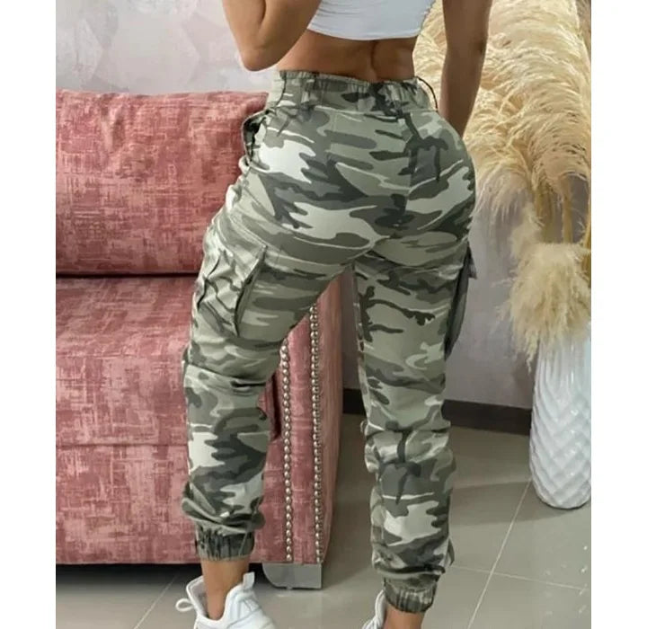 Pantalón Cargo Mujer Camuflaje - Pantalón Primavera Cintura Alta