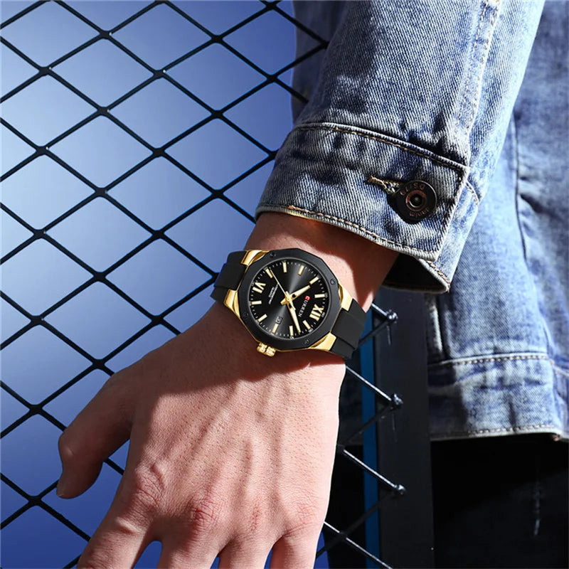 Reloj CURREN 8465 Nuevo 2025 - Cuarzo Silicona Luz Nocturna Casual Resistente al Agua