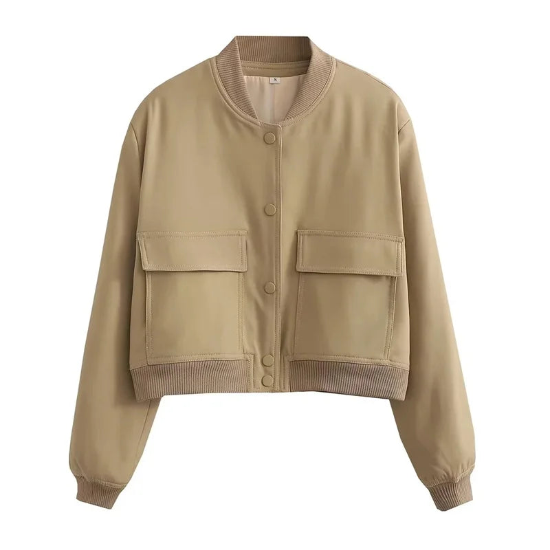 Chaqueta Bomber Mujer Otoño - Jacket Corta Aviador Manga Larga 2025