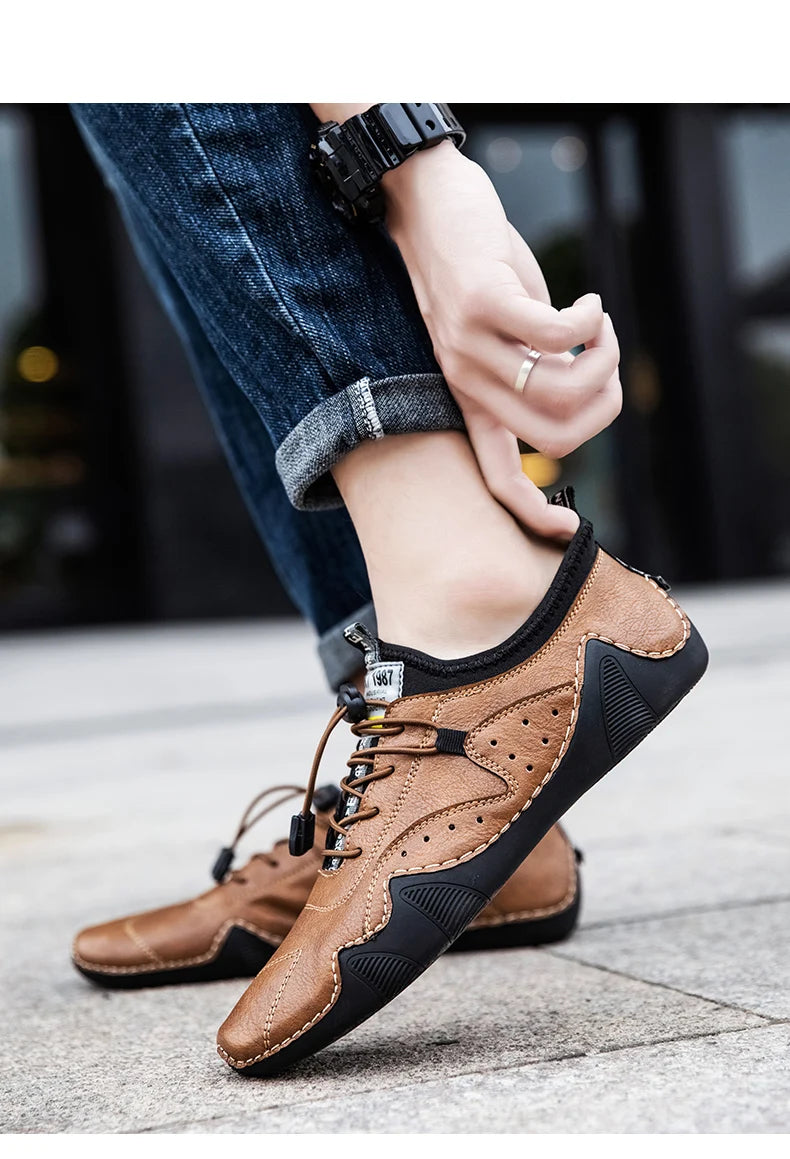 Sneakers Cuero Hombre Conducción 2024 - Casual Fashion Impermeables Luxury Mocasines Vestir