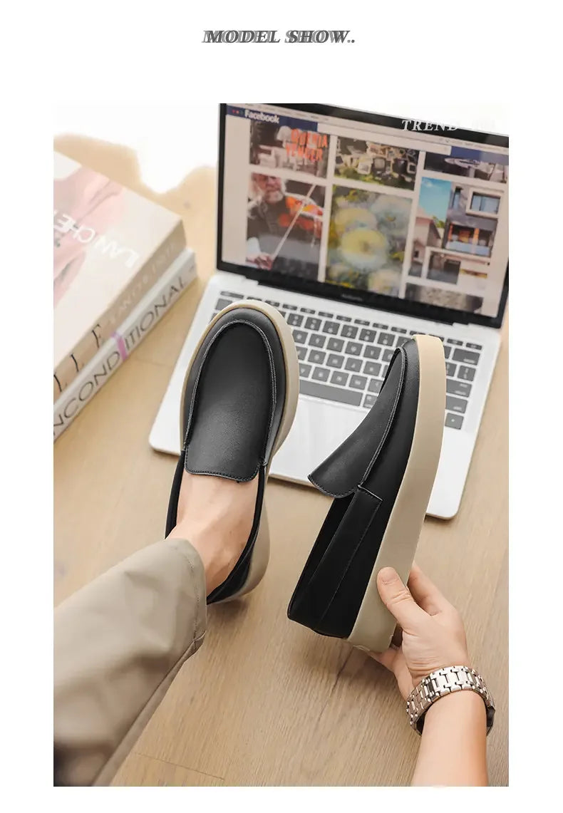 Zapatos Cuero Hombre Formales - Oxford Walking Ligeros Cómodos Suela Plana Fashion