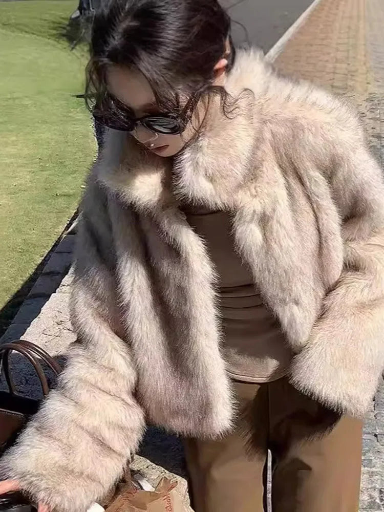 Chaqueta Piel Mujer Elegante - Chaqueta Cuello Alto Holgada 2025