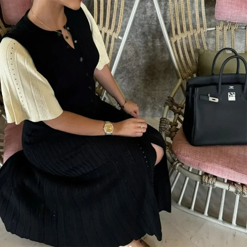 Vestido Punto Mujer Elegante - Vestido Largo Primavera 2025