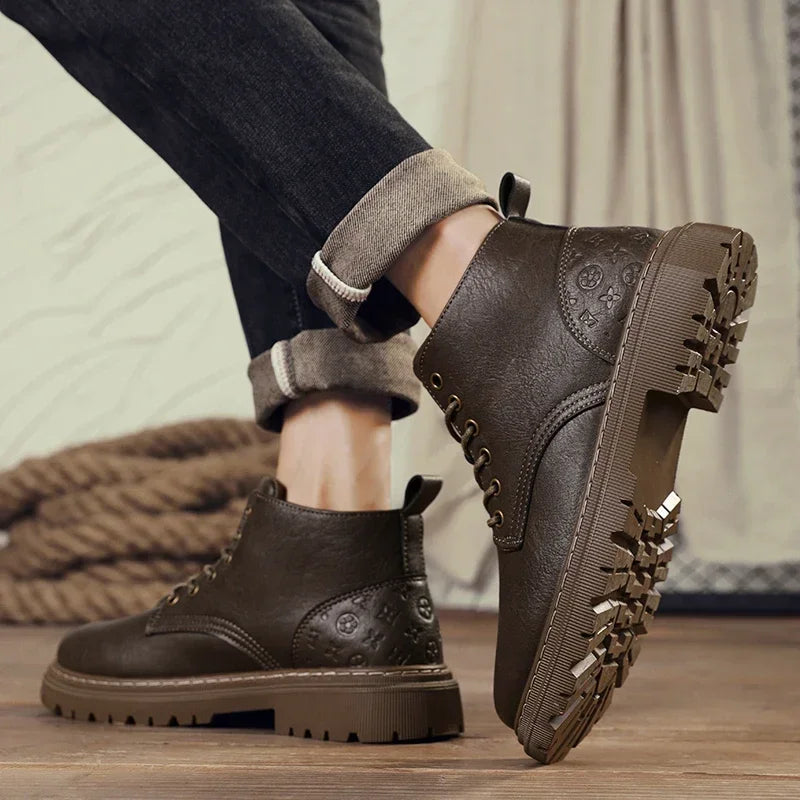 Botas Hombre 2024 Cuero Altas - Casual Fashion Retro All-Match Trabajo Desert