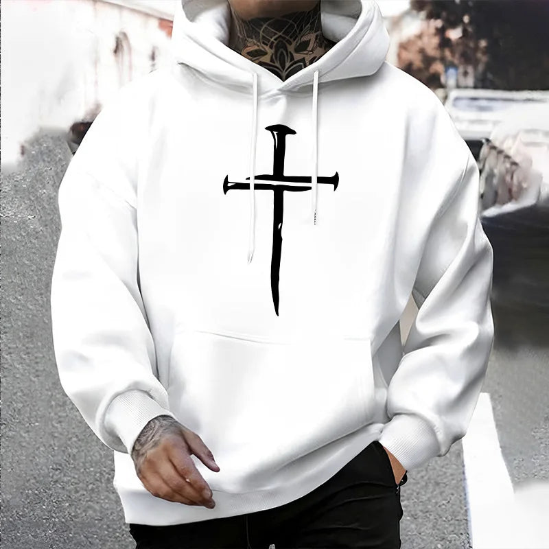 Sudadera Hombre Hip-Hop 2025 - Hoodie Urbano Streetwear Cruz
