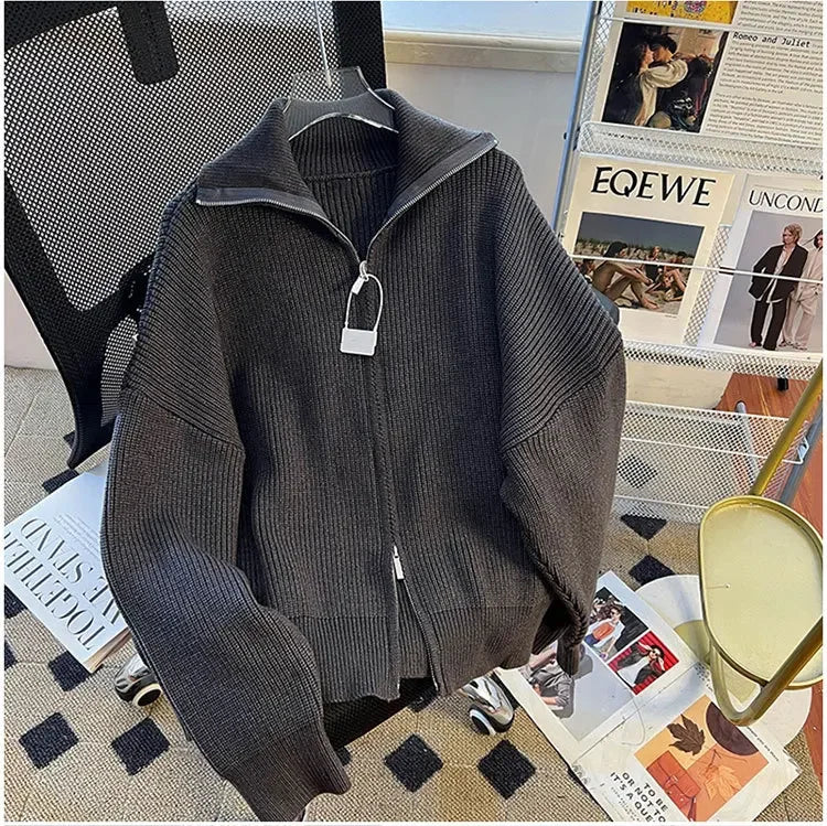 Cárdigan Hombre Punto Grueso - Chaqueta Cremallera Otoño Invierno Casual