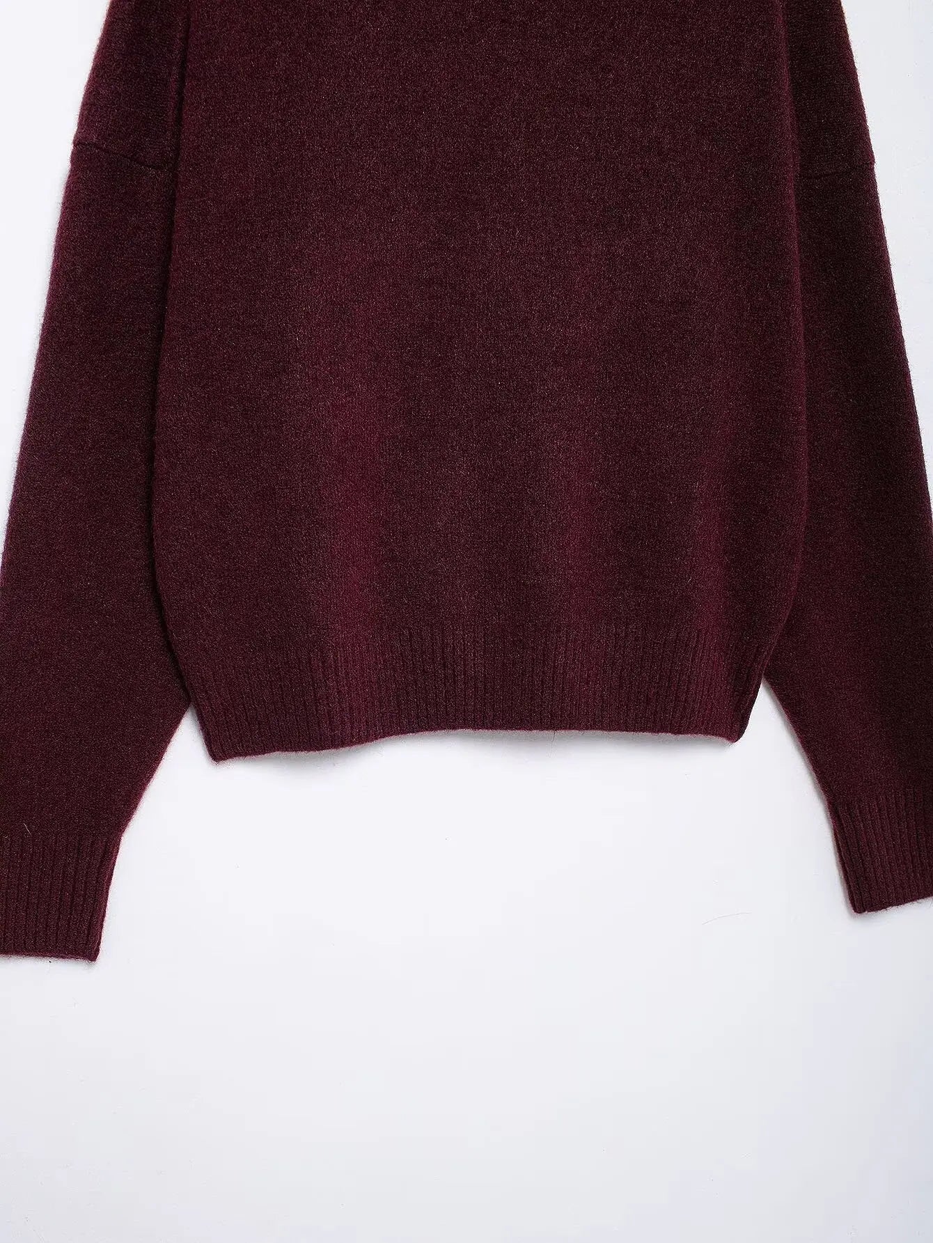 Suéter Mujer Burgundy Vintage - Jersey Cuello Alto Otoño Invierno