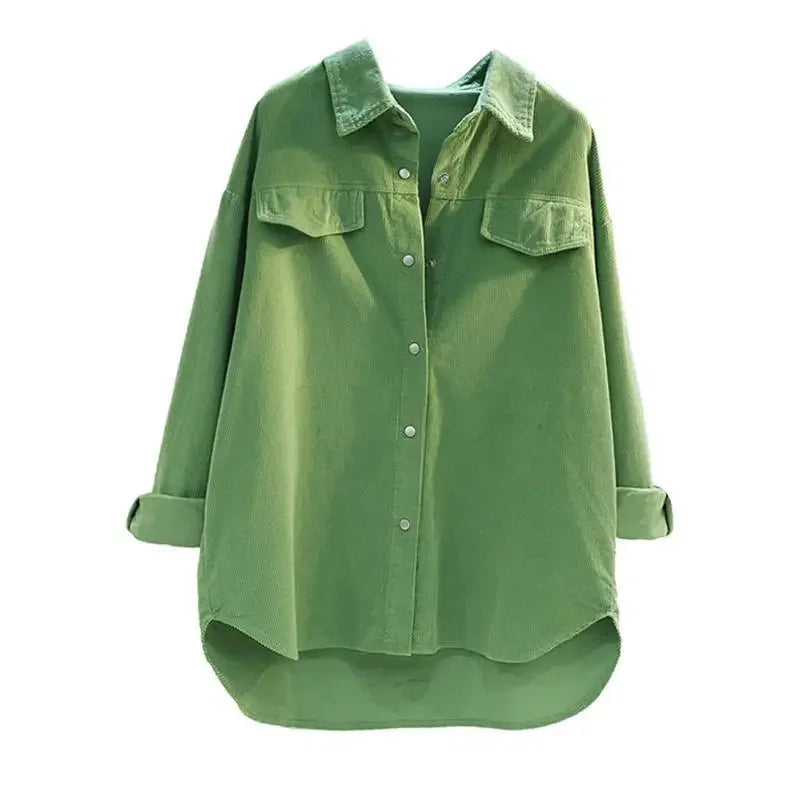 Camisa Pana Mujer Verde Aguacate - Blusa Doble Bolsillo Otoño Invierno