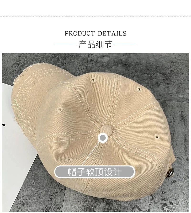 Gorra Baseball Vintage Bordado Letras - Cap Ajustable Primavera Verano Unisex