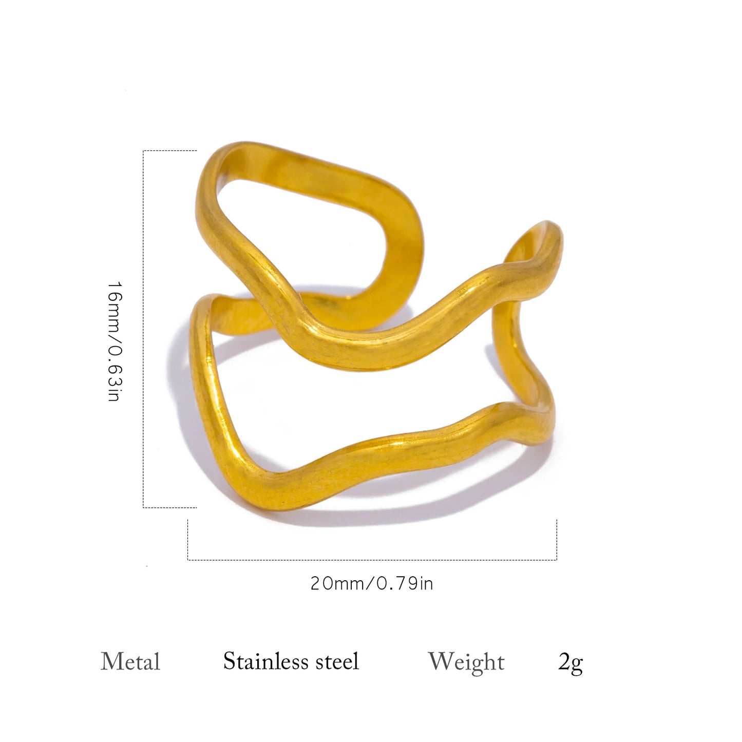 Anillo Doble Capa Ajustable - Acero Inoxidable Minimalista Hipoalergénico