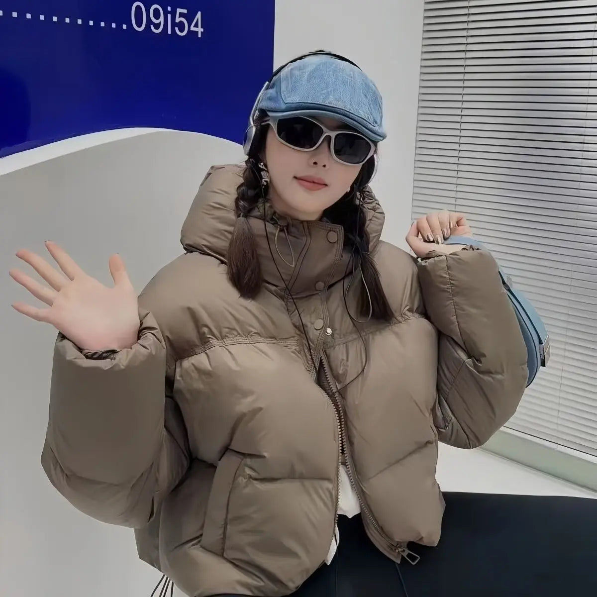 Chaqueta Puffer Mujer Corta - Chaqueta Solapa Algodón Coreana