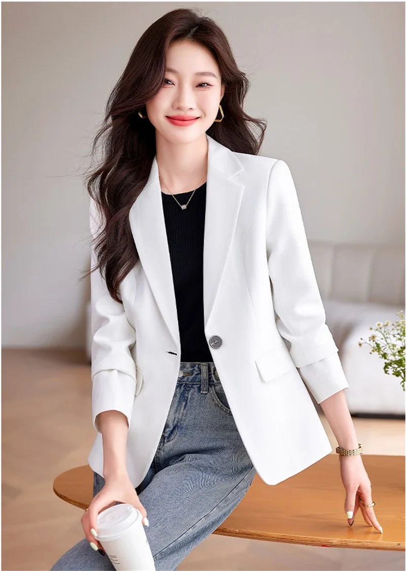 Blazer Mujer Slim Botón Simple - Chaqueta Oficina Otoño Invierno