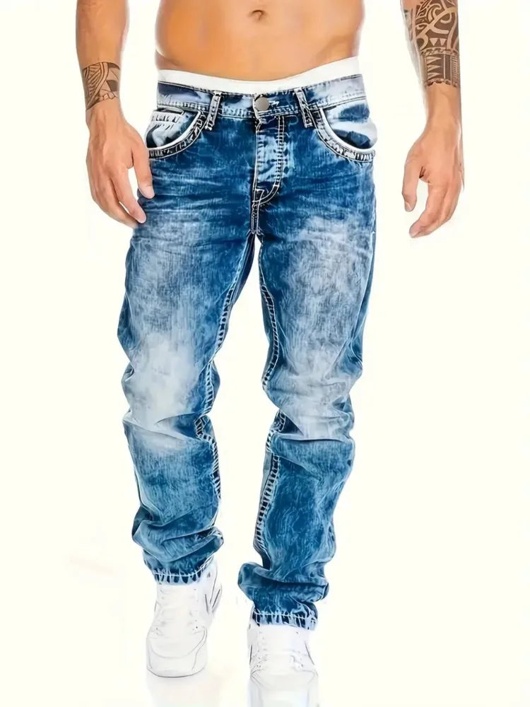 Vaqueros Hombre Europeos Americanos Otoño - Jeans Slim Elásticos Lavado Vintage Streetwear