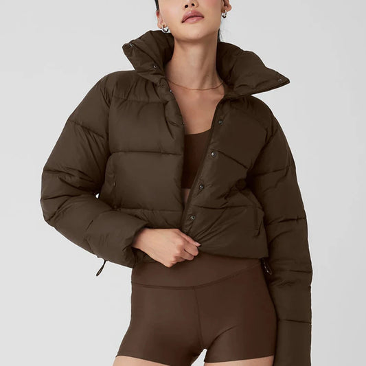Parka Mujer Deporte Puff - Parka Algodón Acolchado Cuello Alto Corta Invierno