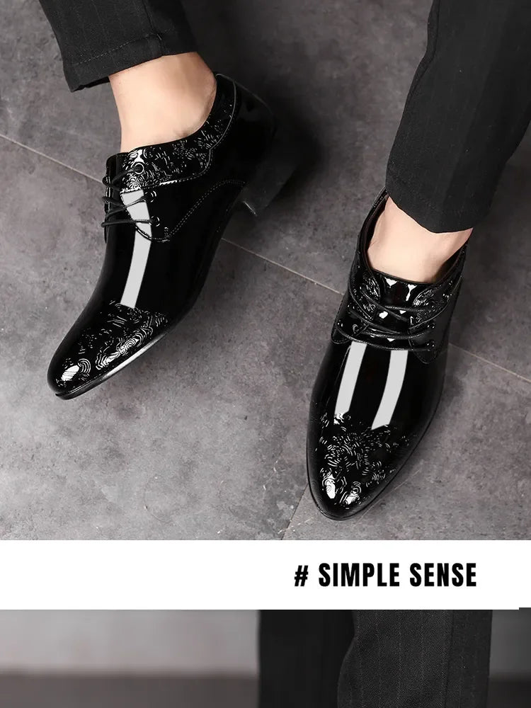 Zapatos Oxford Hombre Cuero Charol - Elegantes Formales Negros Cordones Boda Oficina