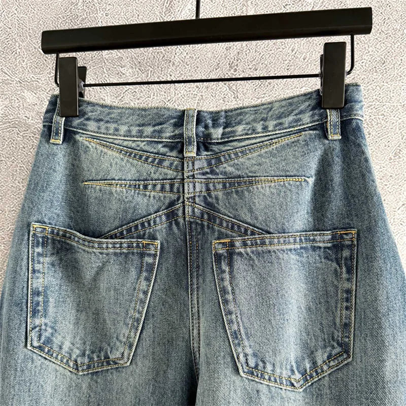 Jeans Rectos Mujer Algodón - Pantalón Denim Cintura Alta 2025