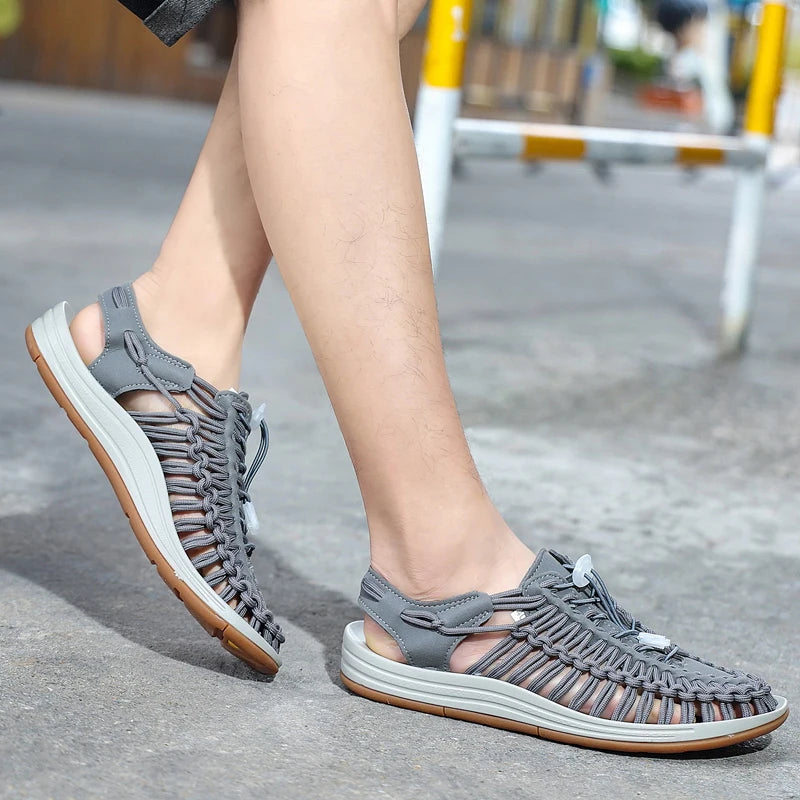 Sandalias Hombre Verano Tejidas - Outdoor Transpirables Slip-On Tallas Grandes