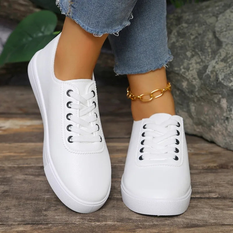 Sneakers Mujer Verano 2025 - Zapatillas Transpirables Suela Suave Blancas