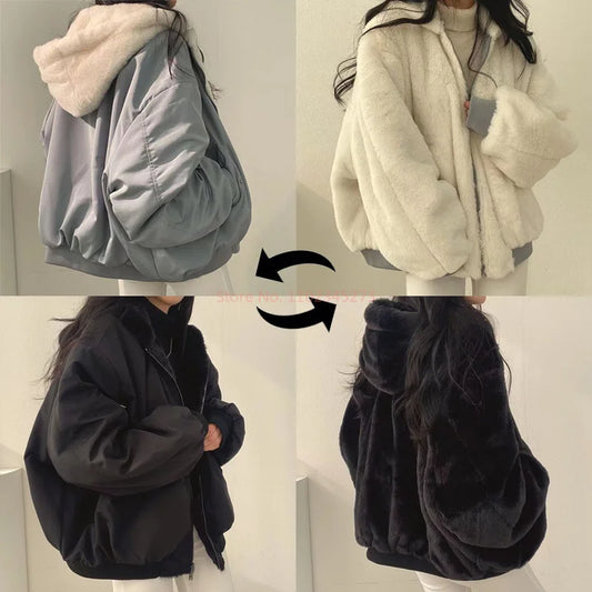 Chaqueta Acolchada Mujer Franela - Chaqueta Lana Cordero Capucha Invierno