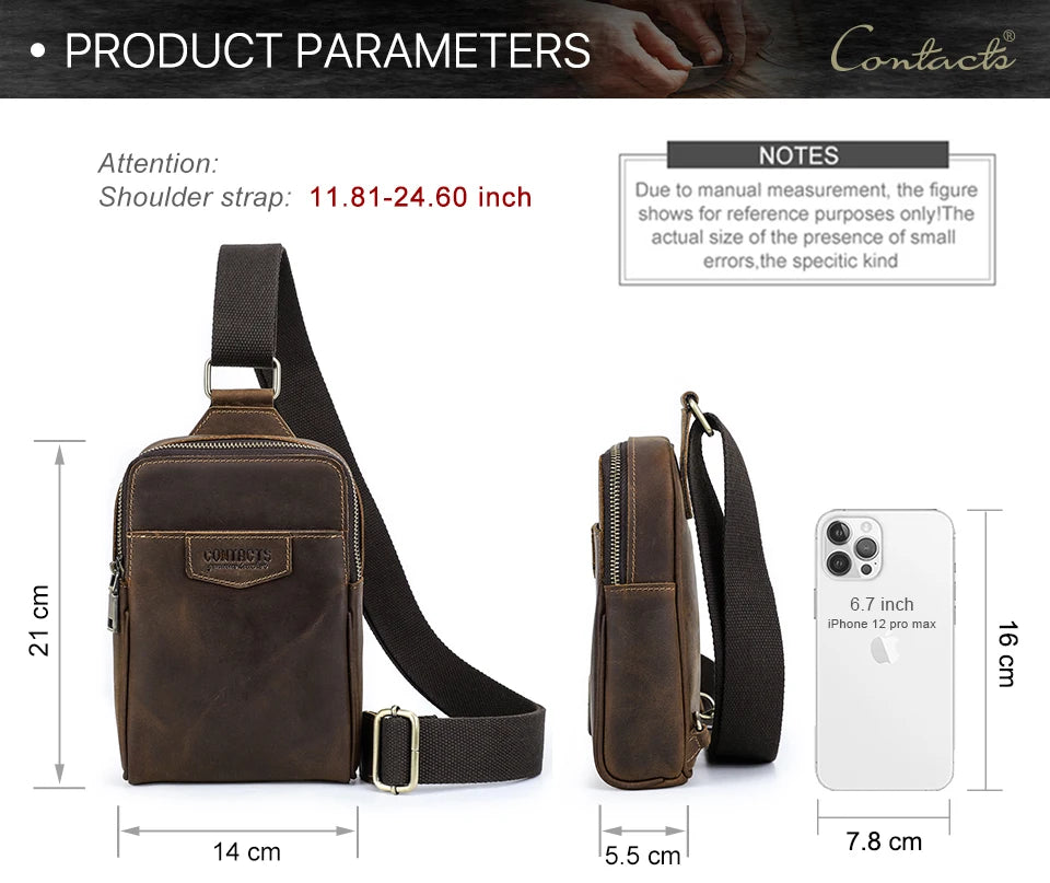 Riñonera Cuero Genuino Hombre Pequeña - Bolso Hombro Crossbody Viaje Outdoor Deportes Fanny Pack