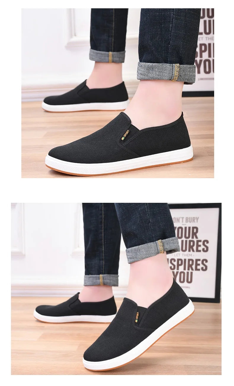 Sneakers Canvas Hombre Slip-On - Zapatillas Casual Vulcanizadas Ligeras Sin Cordones