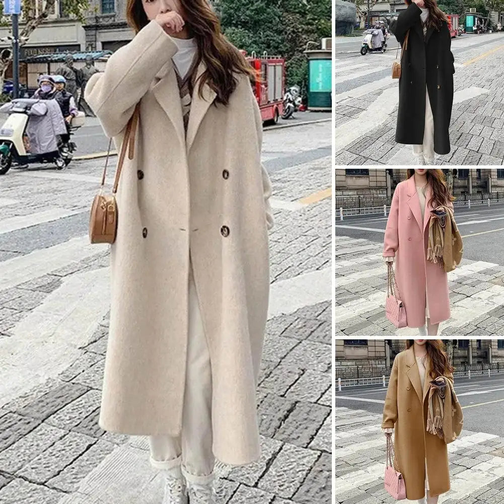 Abrigo Lana Mujer Doble Botonadura - Trench Largo Otoño Invierno