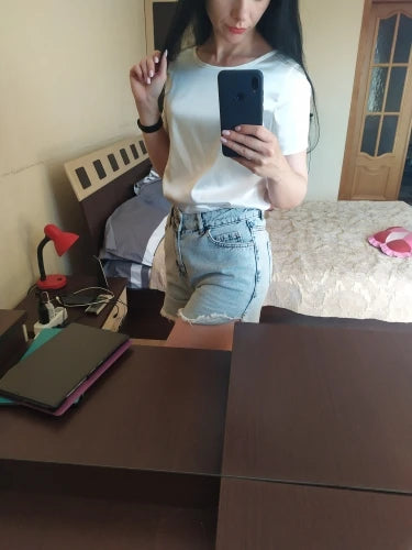 Blusa Satén Mujer Verano - Top Oficina Manga Corta Elegante