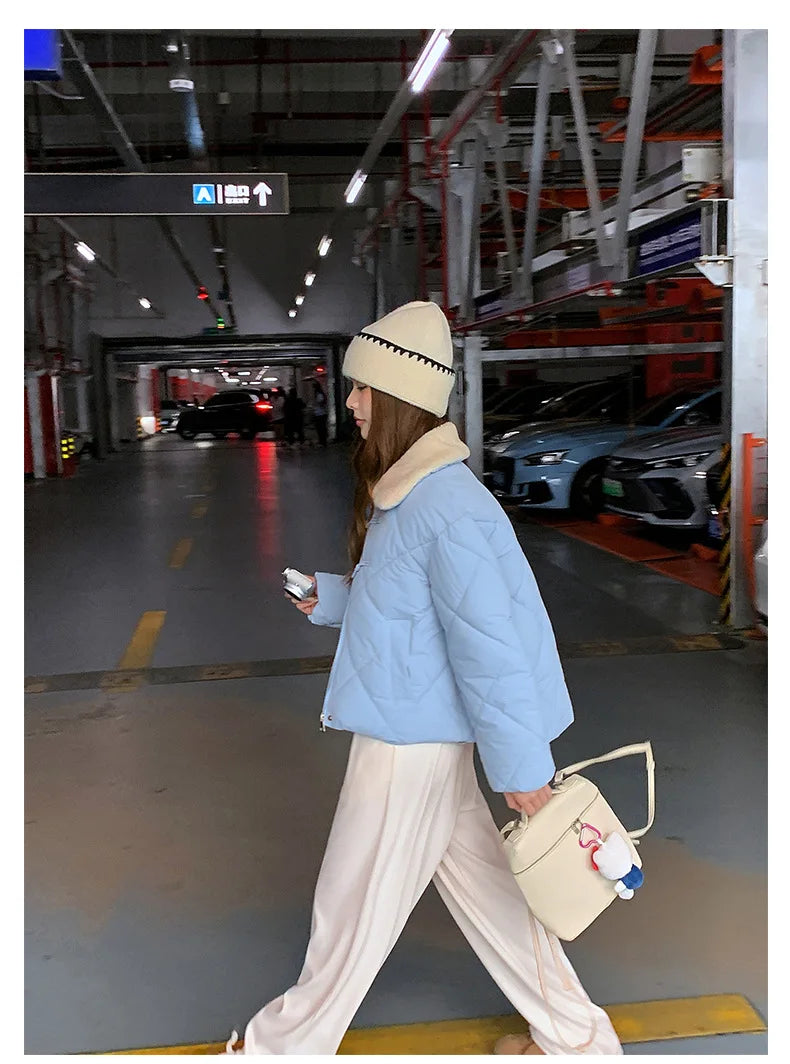 Chaqueta Algodón Mujer Tendencia - Chaqueta Estilo Chino Cuello Lana 2025