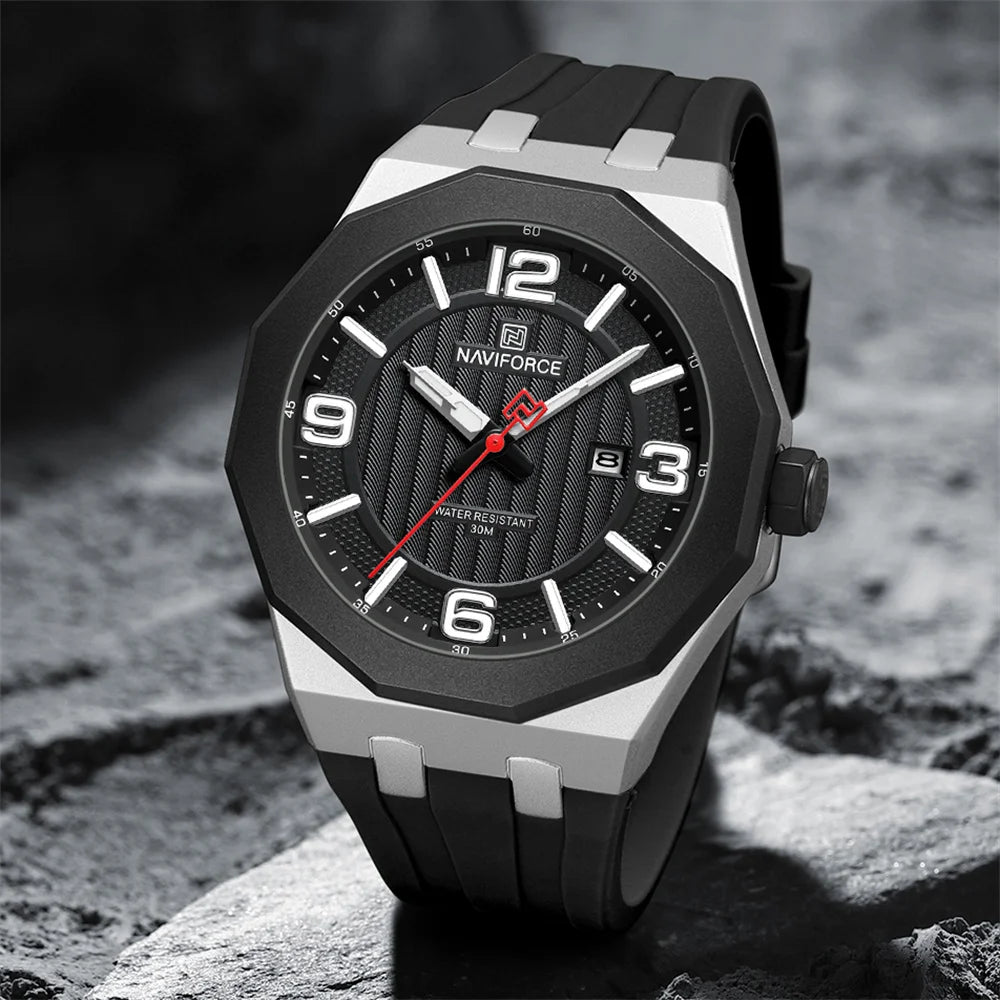 Reloj NAVIFORCE 8079 para Hombre - Cuarzo Fashion Resistente al Agua con Correa de Silicona
