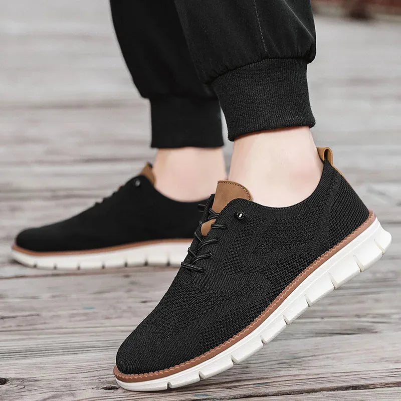 Zapatos Hombre Casual Clásicos - Transpirables Brogue Planos Acolchados Vestir Sneakers Ligeros