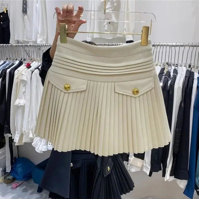 Falda Plisada Mujer Lana - Falda Mini Cintura Alta Otoño Elegante