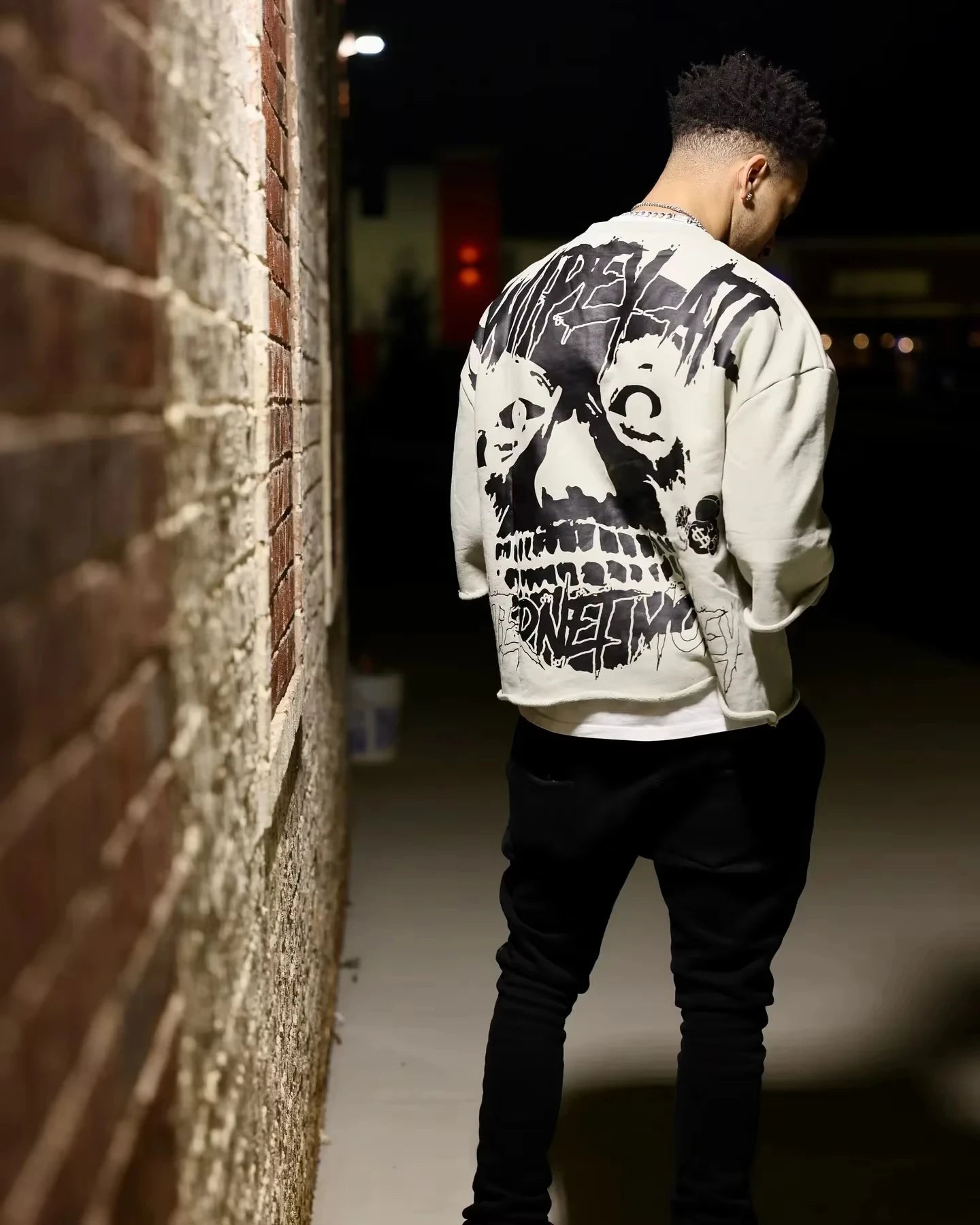 Camiseta Oversized Gothic Unisex Azul - Harajuku Cropped Graphic