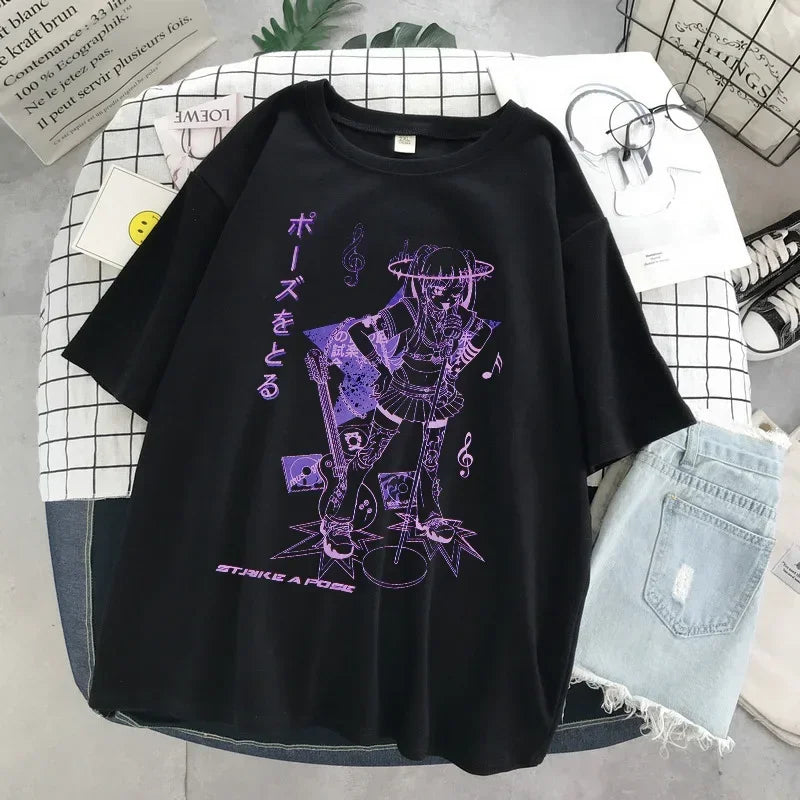 Camiseta Oversized Mujer Gótica - Top Harajuku Y2K Grunge