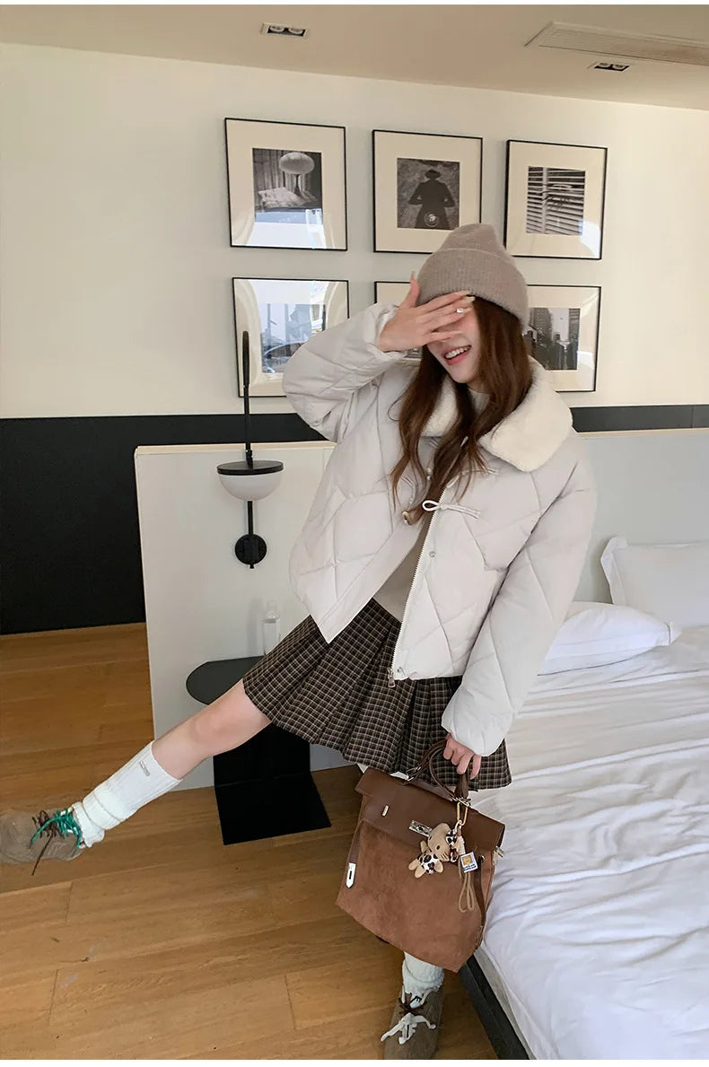 Chaqueta Algodón Mujer Tendencia - Chaqueta Estilo Chino Cuello Lana 2025