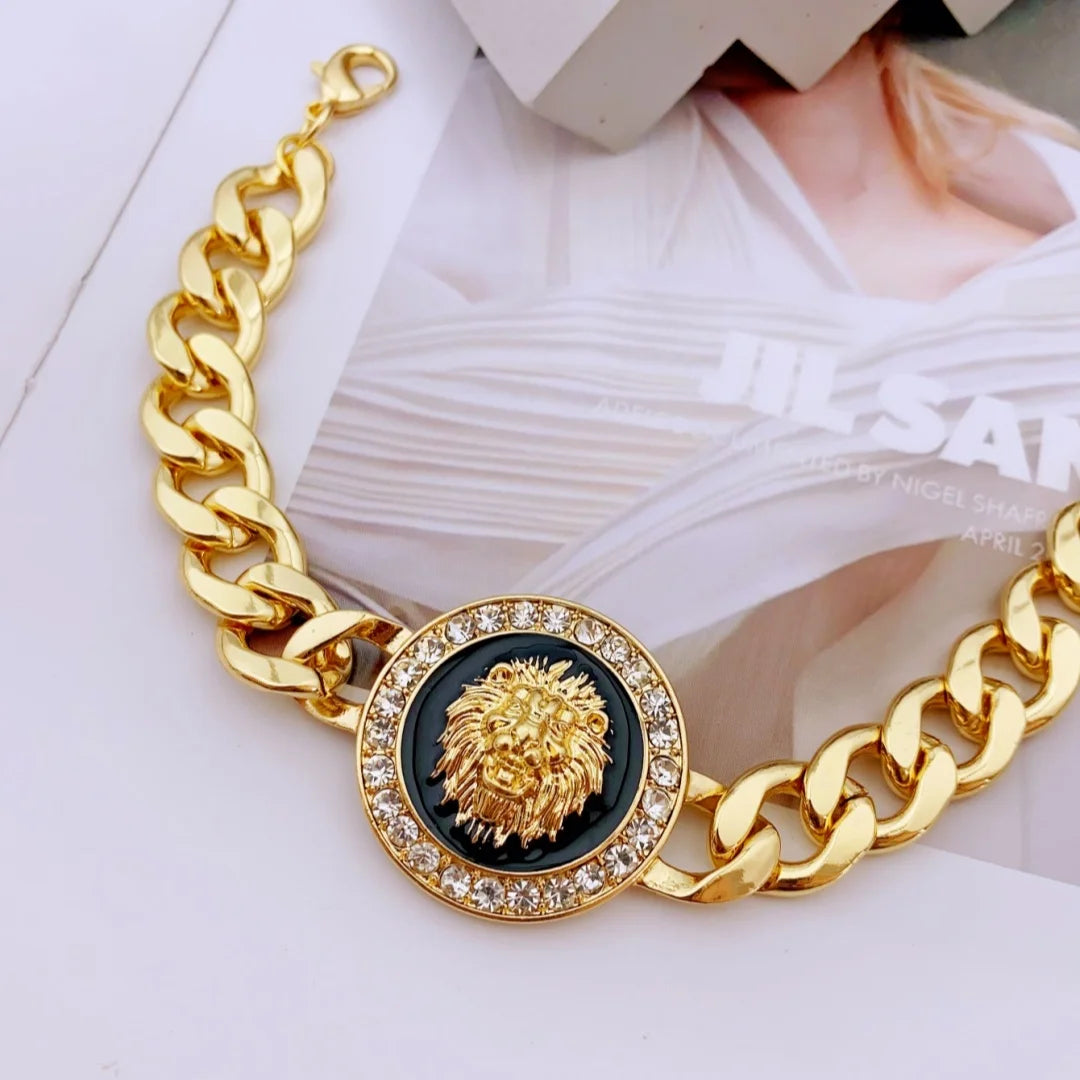 Pulsera Cabeza León Trenzada Unisex - Aleación Premium