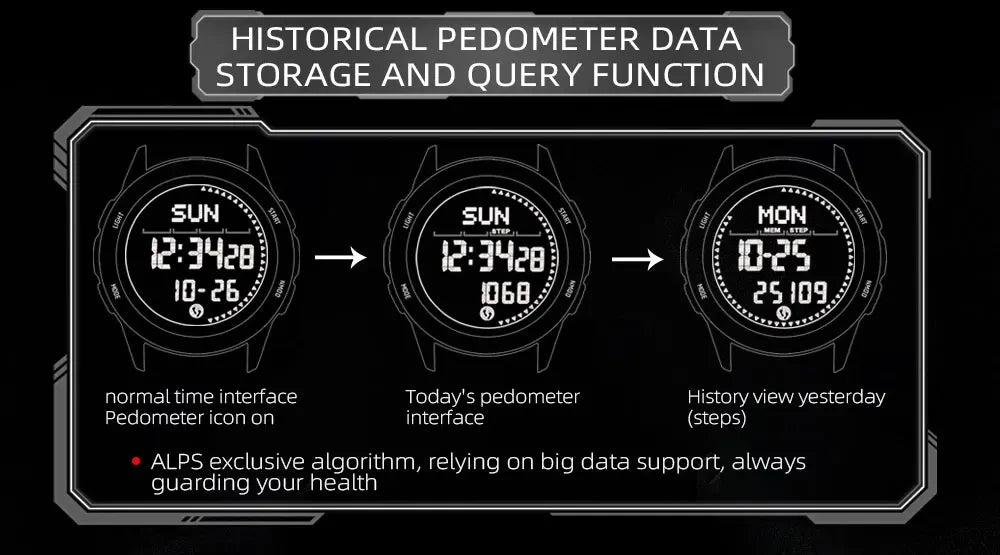 Reloj Digital NORTH EDGE ALPS para Hombre - Deportivo Multifunción LED Resistente al Agua