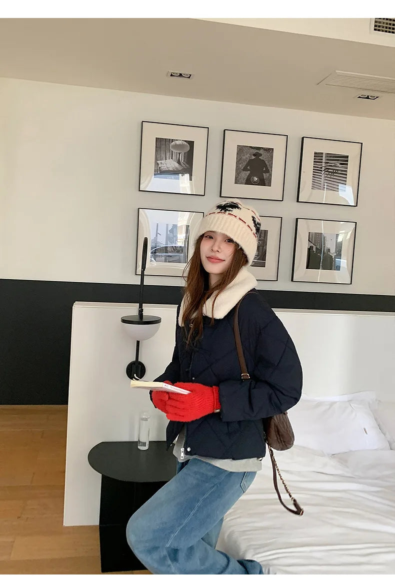 Chaqueta Algodón Mujer Tendencia - Chaqueta Estilo Chino Cuello Lana 2025