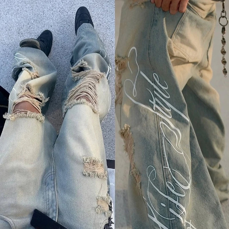 Vaqueros Mujer Y2K Rotos Vintage - Jeans Pierna Ancha Streetwear Unisex
