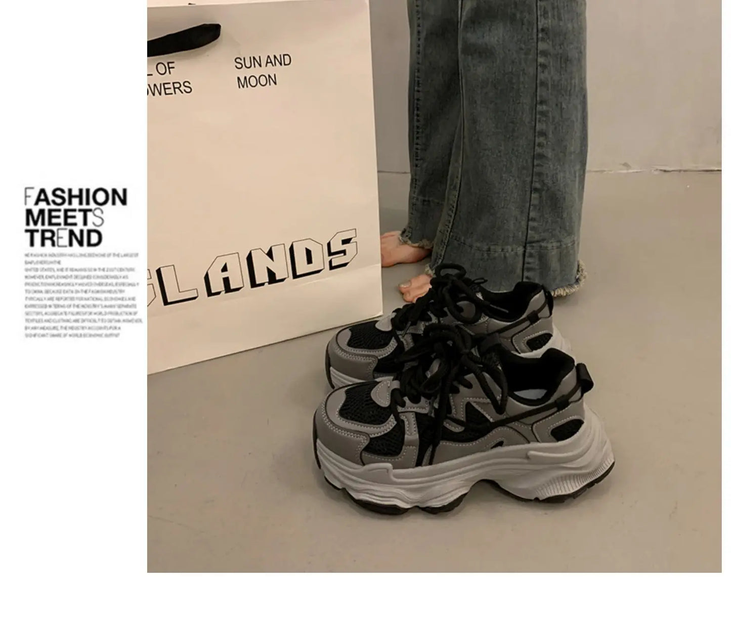 Sneakers Chunky Plataforma Mujer Primavera - Zapatillas Mesh Transpirables Antideslizantes