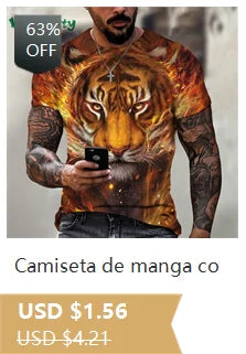 Camiseta Deportiva Hombre 3D - Running Casual Estampado Gráfico