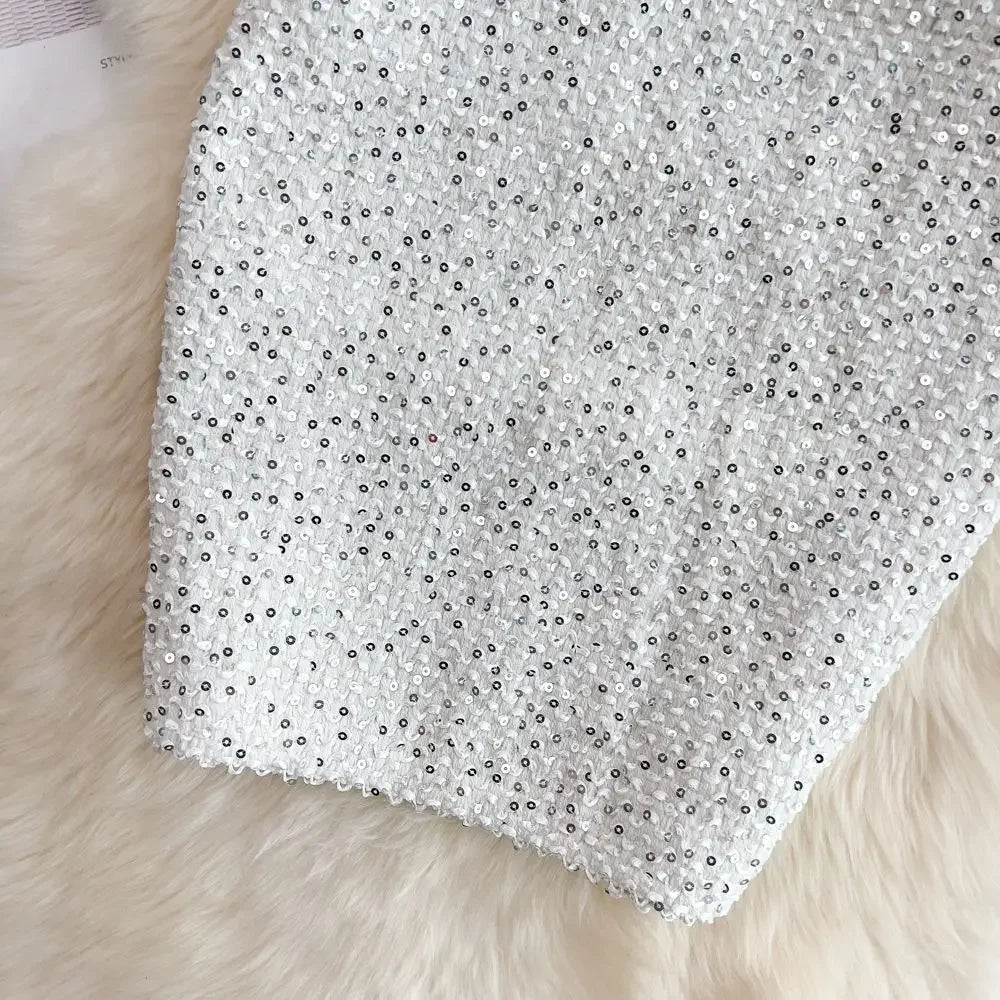 Falda Lentejuelas Mujer Oficina - Falda Elegante Formal Premium Coreana