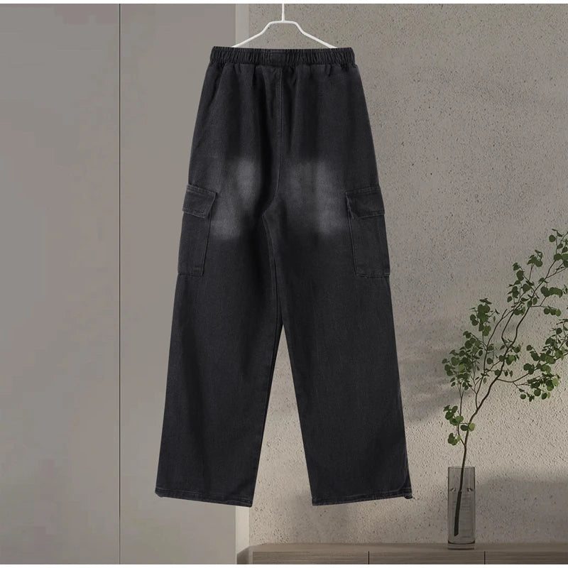 Vaqueros Cargo Y2K Baggy para Hombre - Jeans Pierna Ancha Ajustables Hippie Streetwear