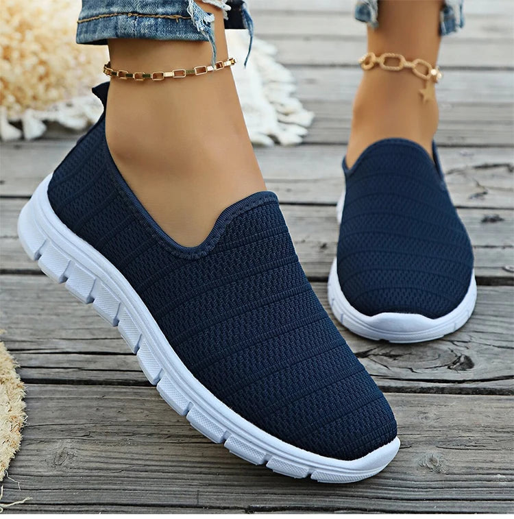 Sneakers Slip-On Mujer Blancos - Zapatillas Ligeras Sin Cordones Otoño
