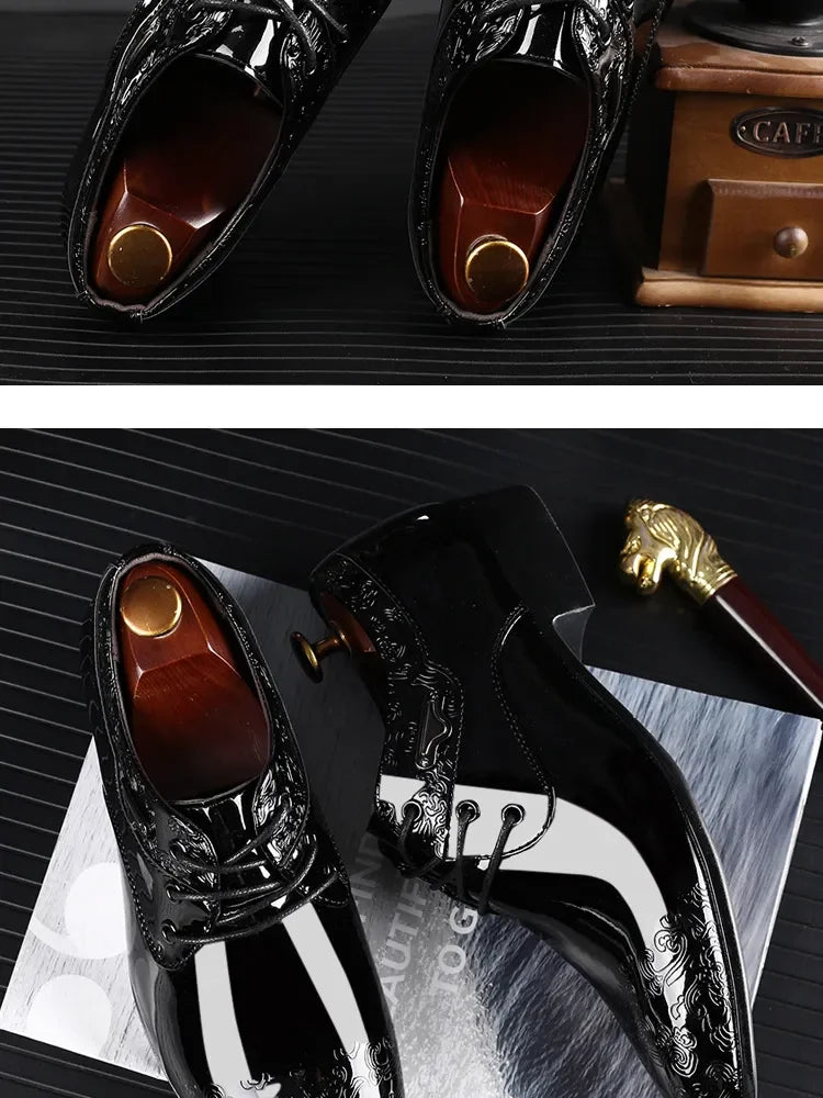 Zapatos Oxford Hombre Cuero Charol - Elegantes Formales Negros Cordones Boda Oficina